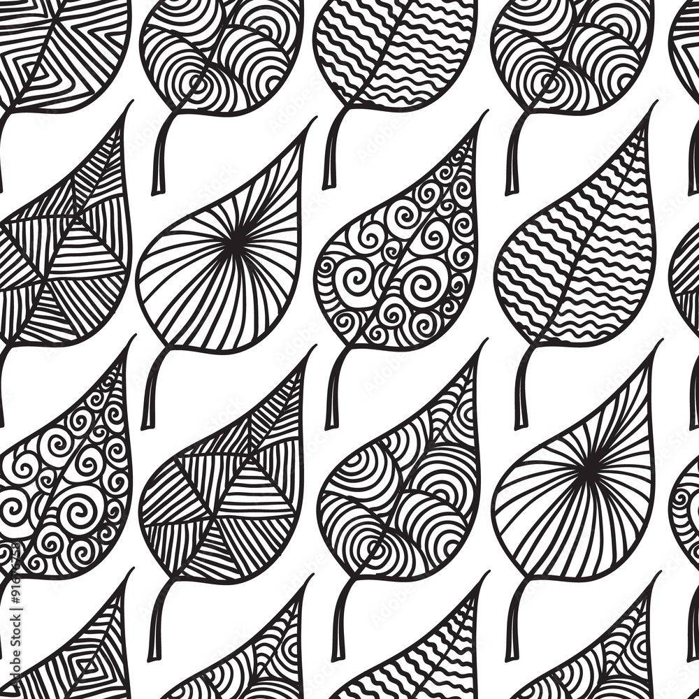floral leaf seamless pattern vector doodle. floral leaf seamless pattern vector doodle.