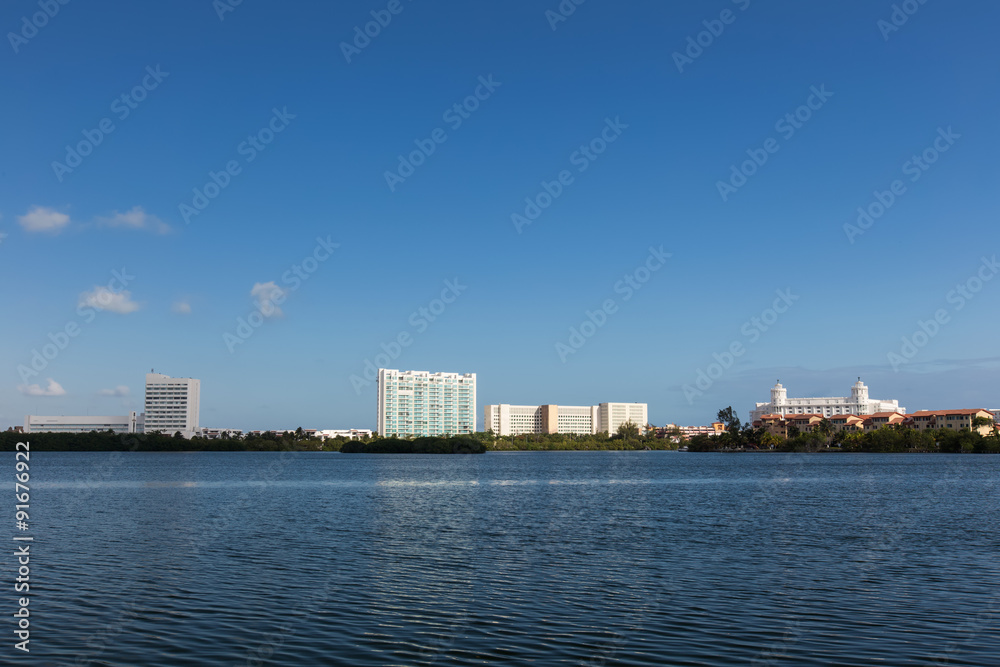 Caribbean city panorama view