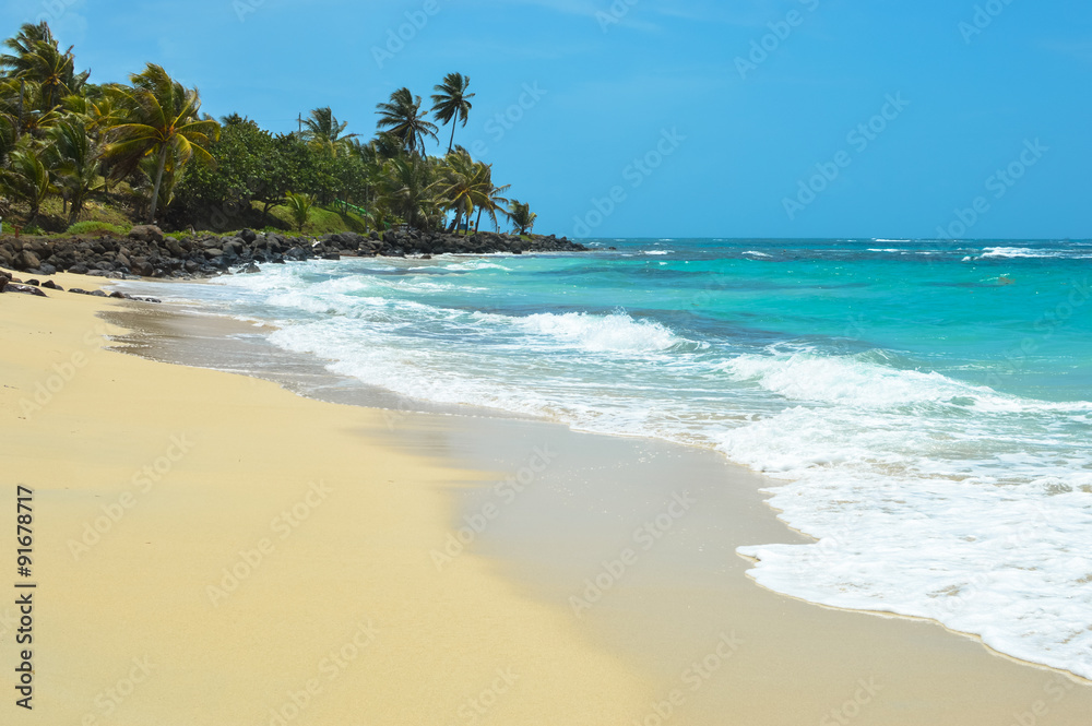 Beautiful tropical beach on a small remote Great Corn Island in the Caribbean Sea, Nicaragua. Central America