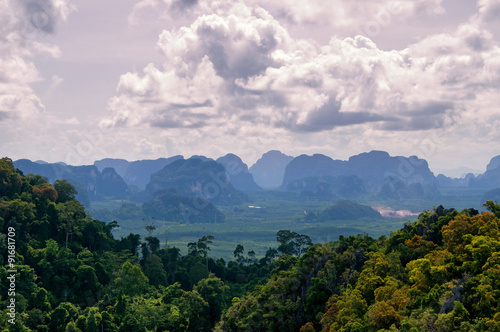 View from Tiger Temple  Wat Tham Sua  - South Thailand  Krabi