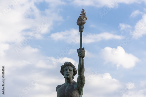 Canvas Print View of The cursor (torchbearer) in Rio- Antirio in blue sky