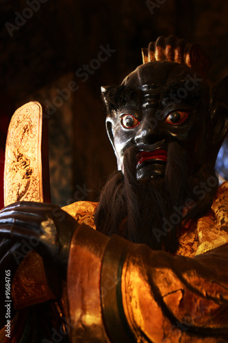 Sculpture of Bao Zheng at Chinese Temple, He is god of justice i