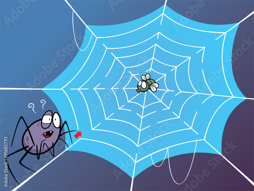 Vector Illustration of Education Maze Game Spider web
