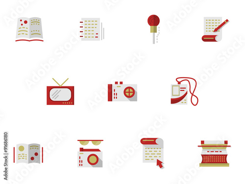 Flat simple vector icons for media publishing.