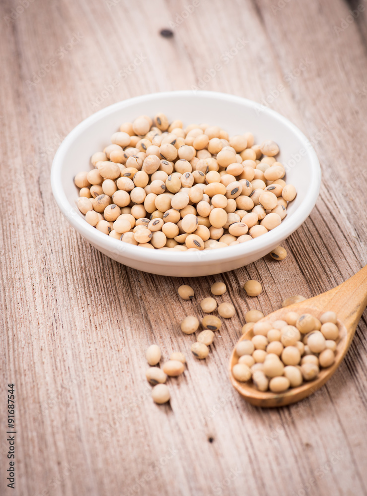 Soybeans in white ceramic bowl Soybeans in white ceramic bowl