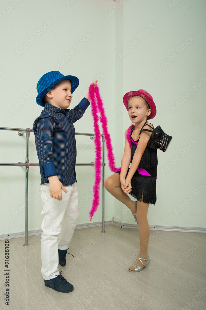 Fototapeta premium Dancing, ballroom dancing, dance studio, children