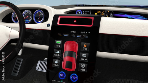 Demonstration of  electric car console UI design.