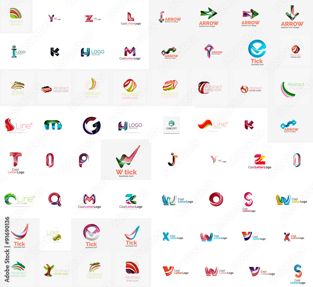 Fototapeta premium Vector abstract company logo mega collection, type letters and