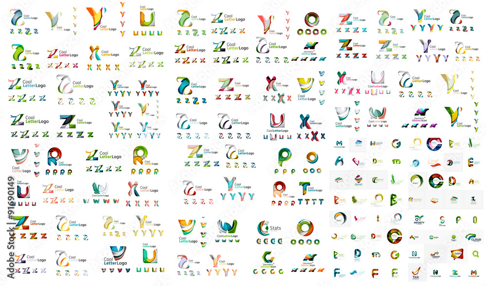 Logo mega collection, abstract geometric business icon set Logo mega collection, abstract geometric business icon set