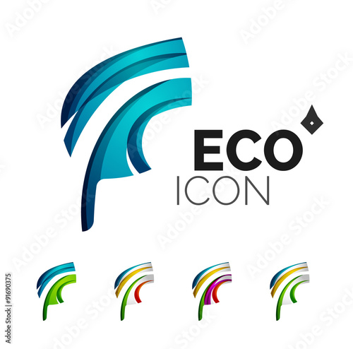 Set of abstract eco leaf icons, business logotype nature