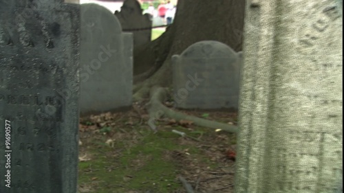 headstones in Salem witch trial cemetery