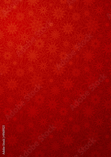 Red wallpaper with snowflakes.