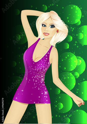 blonde beautiful girl disco dancer