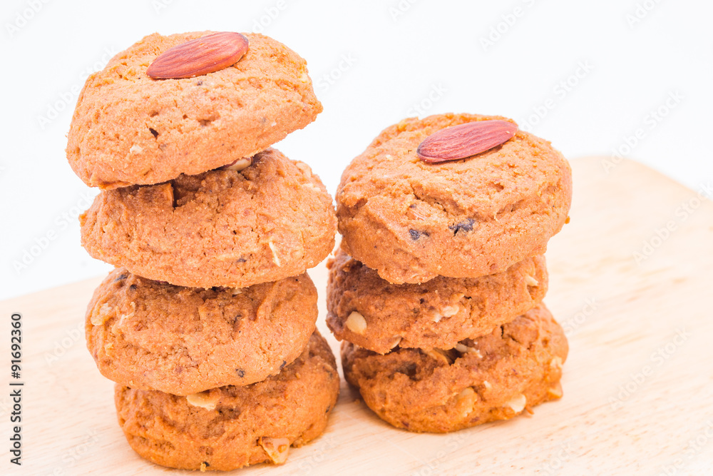 Almond cookie on white background Almond cookie on white background