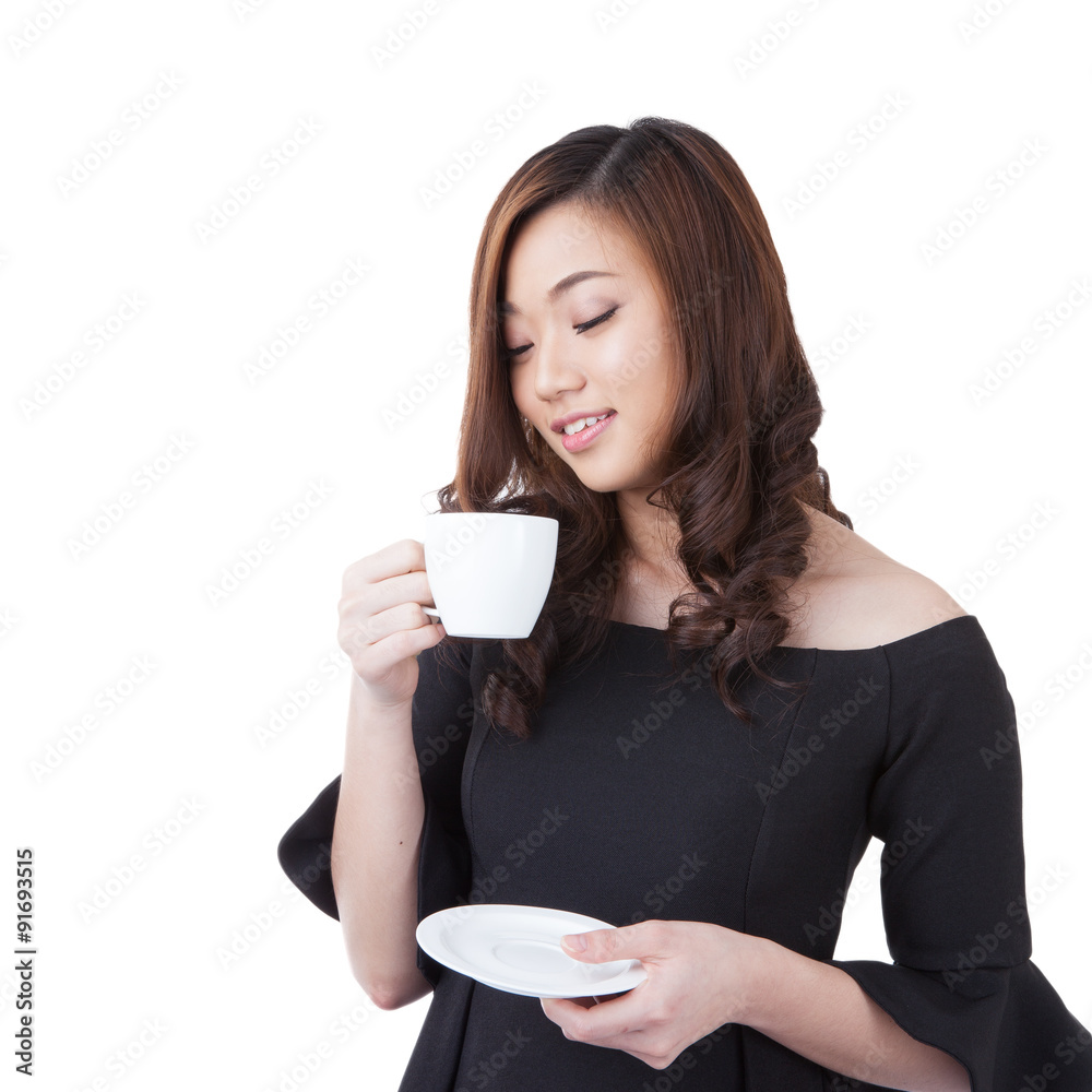 Coffee break in business woman hand Coffee break in business woman hand