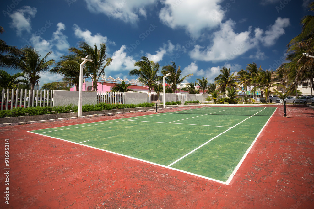Outdoor tennis net at court