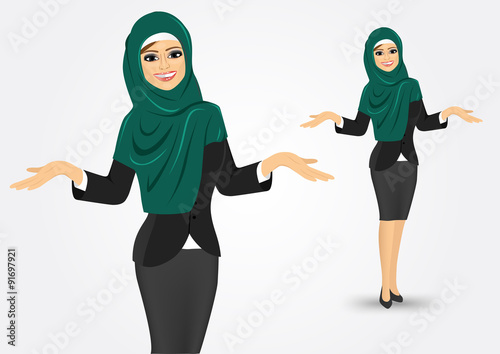 arabic business woman showing something