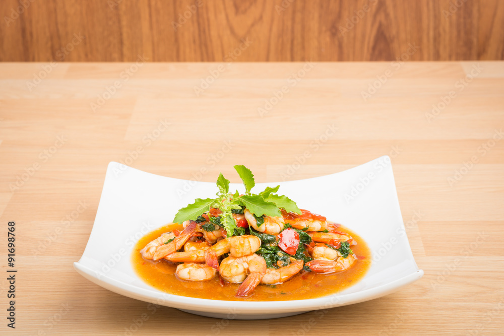 Thai food, Basil Shrimp Fried Thai food, Basil Shrimp Fried