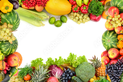 Frame of vegetables and fruits