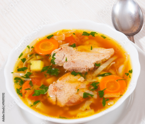 Cabbage soup with meat