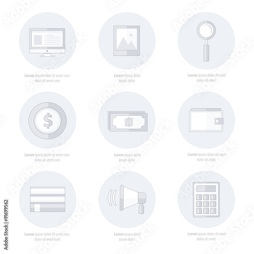 Set of flat design icons white color Style