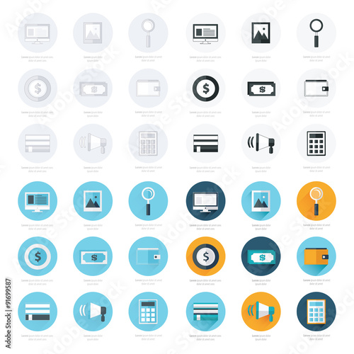 flat design icons set 4 Styles
