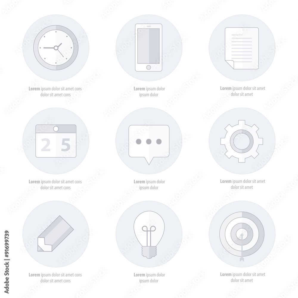 business Set of flat design icons, Line icons business Set of flat design icons, Line icons