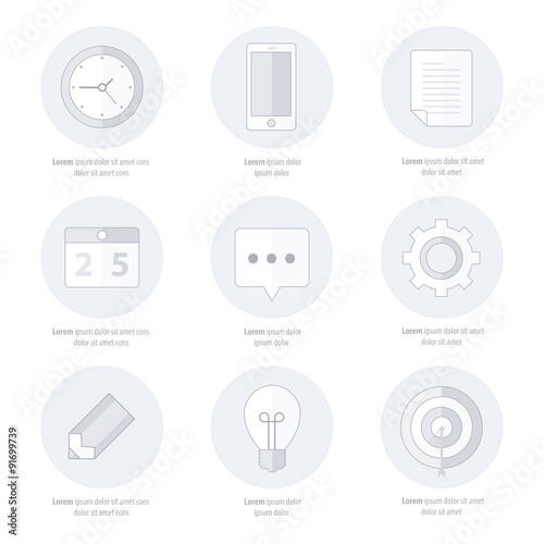 business Set of flat design icons, Line icons