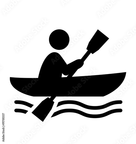 Summer Water Sport Pictogram Row on Boat Flat People Icon Isolat