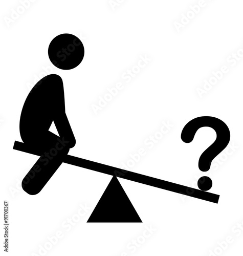 Confusion Man on Swing People with Question Mark Flat Icons Pict
