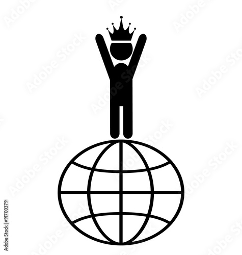 King of the World Win Leader People Flat Icons Pictogram Isolate
