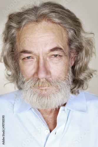 close-up adult old man with gray hair