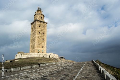 Obraz na płótnie Torre de Hercules de A Coruña w salonie