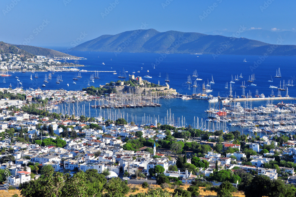 View of Bodrum harbor and Castle of St. Peter