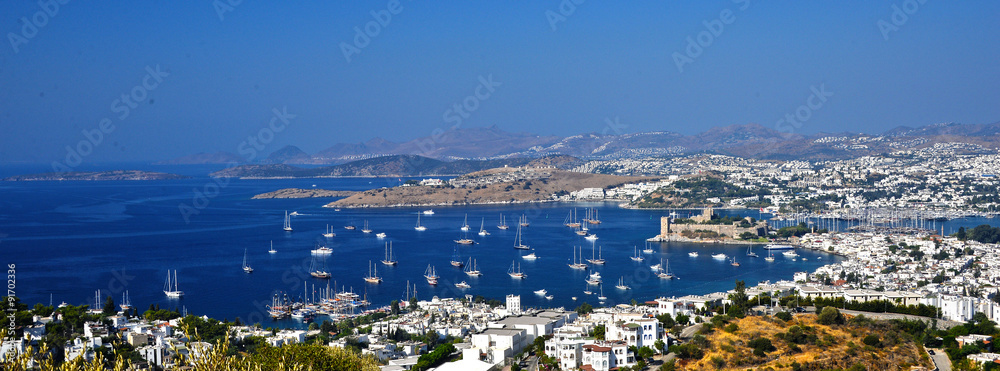 View of Bodrum harbor and Castle of St. Peter