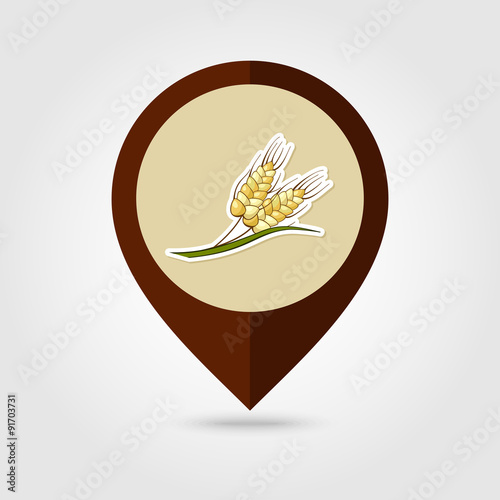 Spikelets wheat mapping pin icon