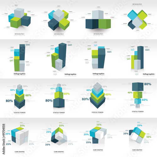 geometry cube infographic template