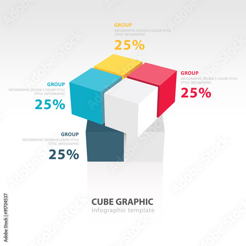 swivel cube infographic template  4 color