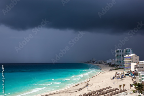 Rainy cloudly weather in Cancun