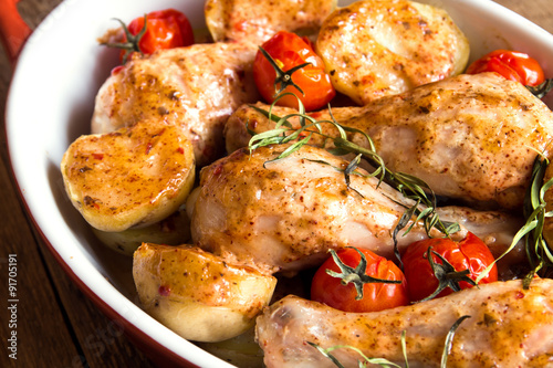 Oven baked chicken and vegetables