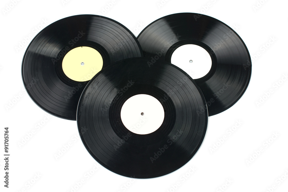 Obraz premium Vinyl discs on white background
