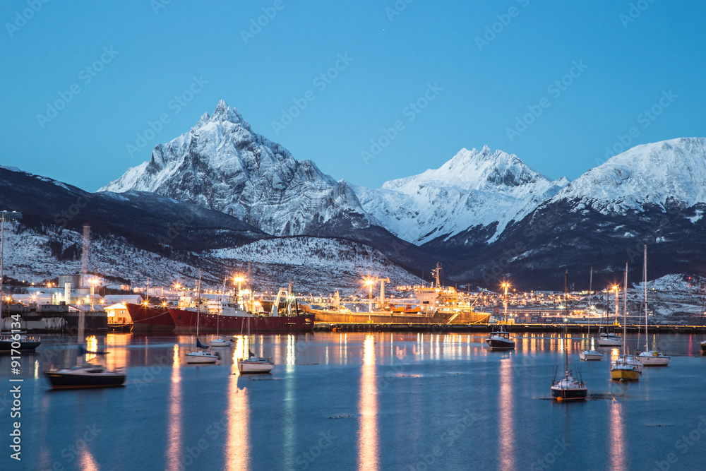 Ushuaia at night, Tierra del Fuego, Argentino