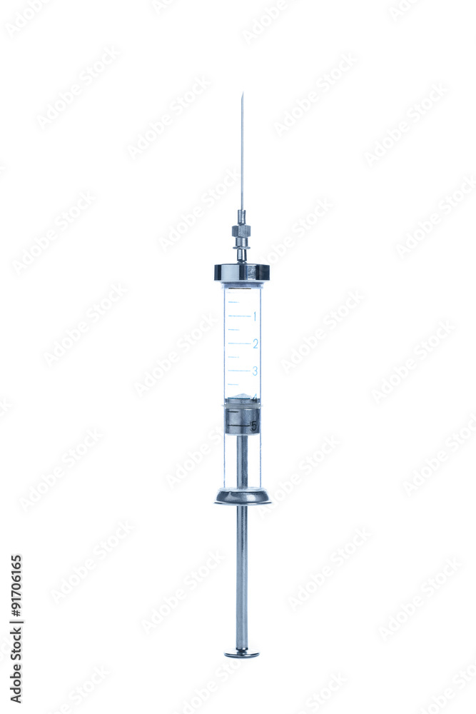 Old glass multiple use syringe with needle Old glass multiple use syringe with needle