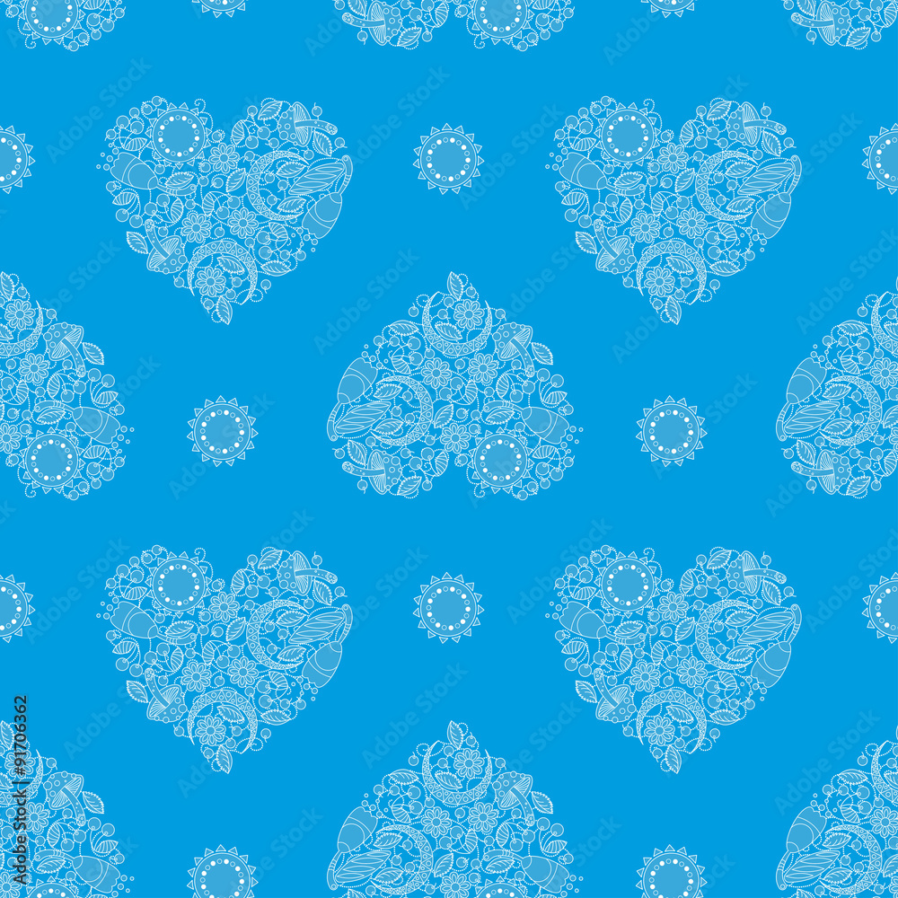 Background with Heartshape Floral Pattern