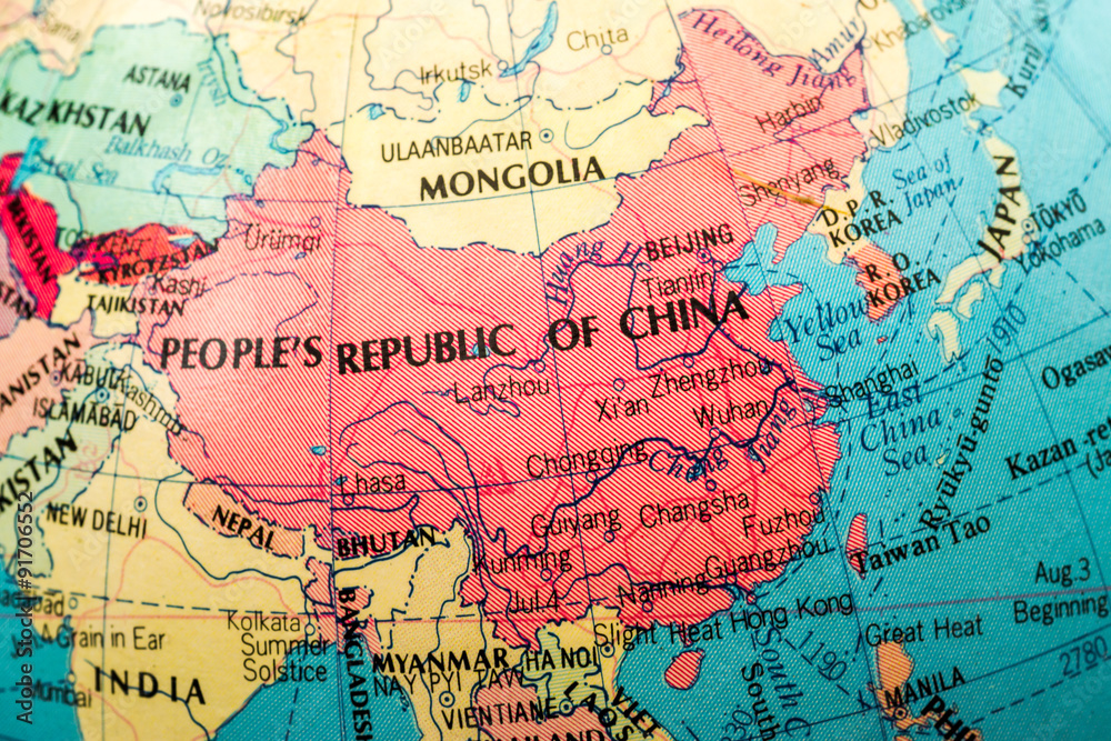Macro image of a Map of China