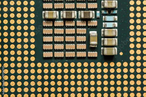 Closeup Macro of a Computer CPU Processing Chip