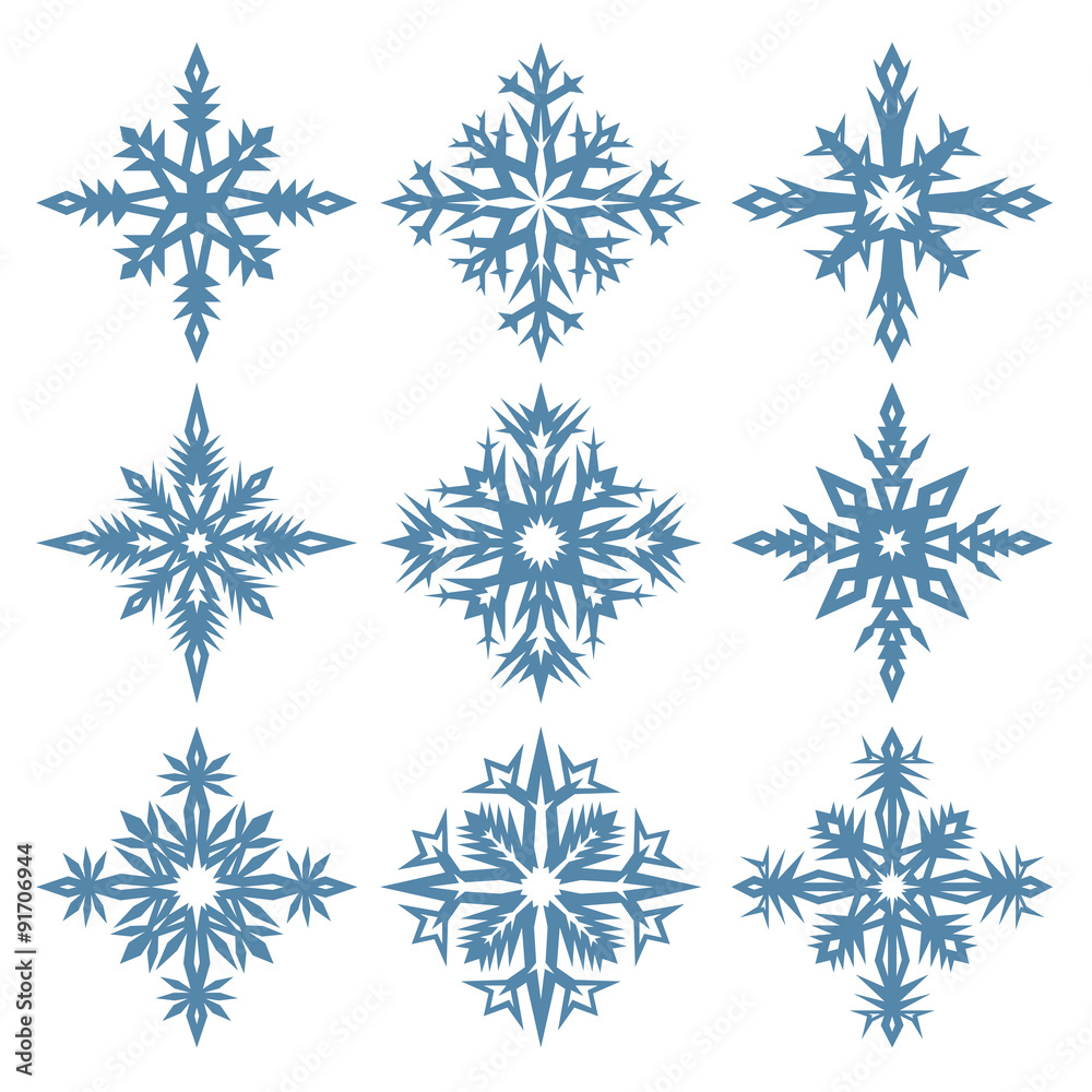 Snowflakes on white background.