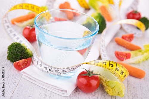 water and vegetable for diet concept