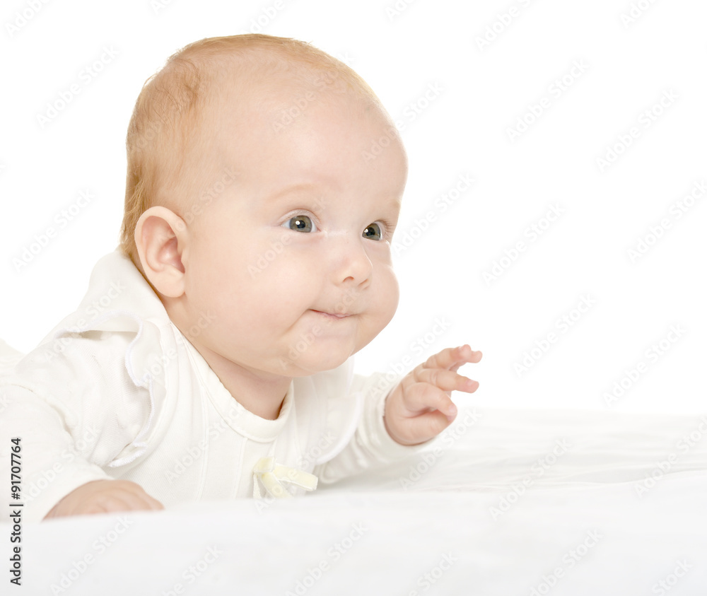 Adorable baby girl on blanket