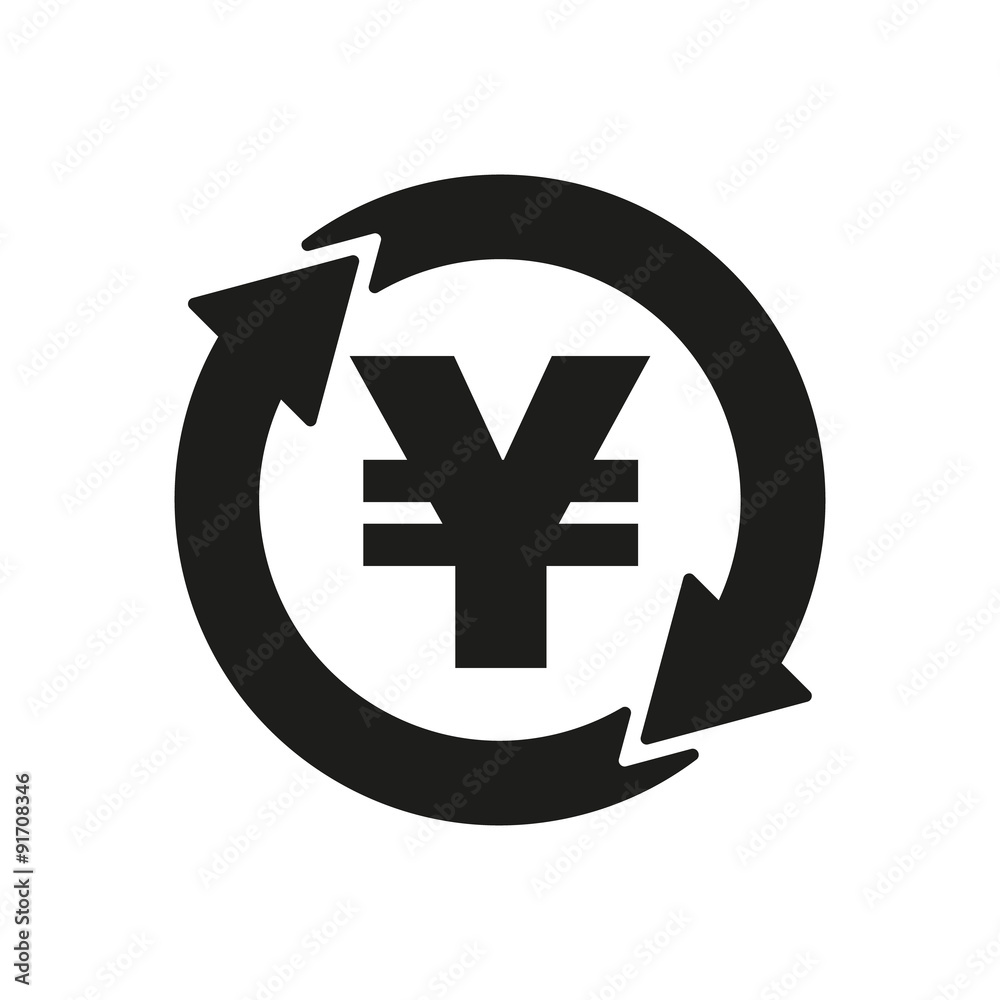 The currency exchange yen icon. Cash and money, wealth, payment symbol. Flat The currency exchange yen icon. Cash and money, wealth, payment symbol. Flat